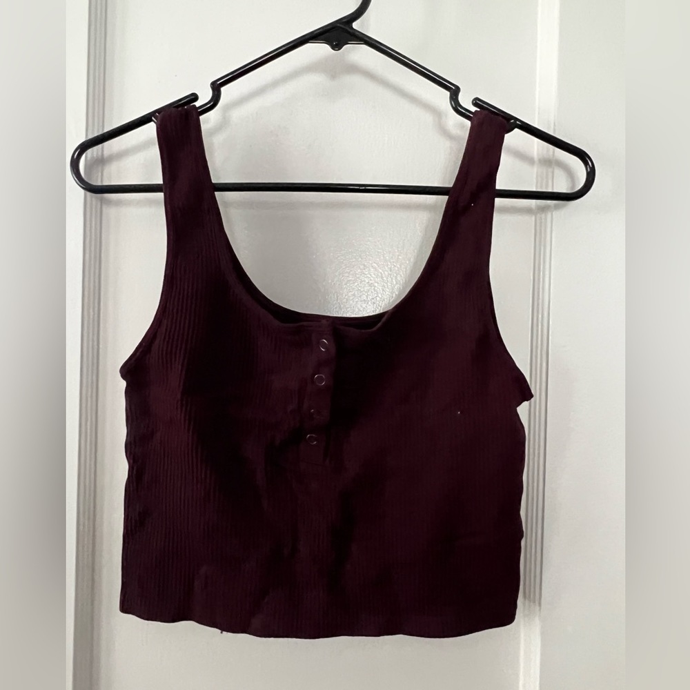 deep purple ripped button tank. Buttons can open